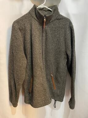 NOVICA Treviso Made in Italy Wool Blend Full Zip Jacket Men's L Brown Gray